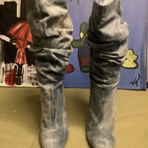Denim  Stiletto Boots